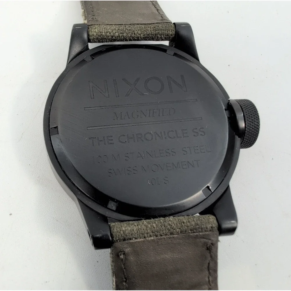Nixon The Chronicle SS 100M Magnified Swiss Movement Wrist‎ Watch Green Band